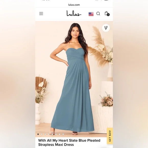 Lulus | Dresses | Strapless Dusty Blue Bridesmaid Dress | Poshmark